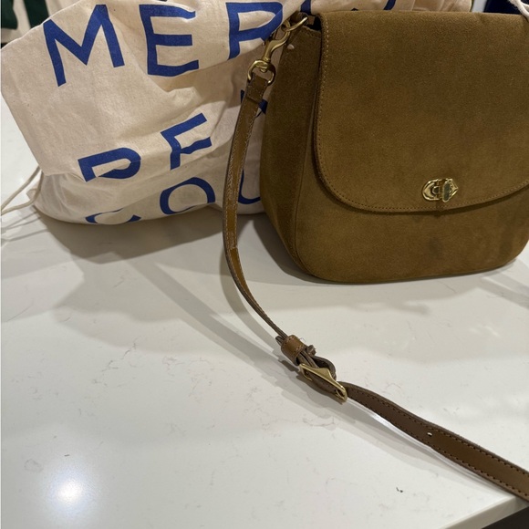 Clare V Turnlock  Louis Crossbody Oat Suede - Picture 8 of 9